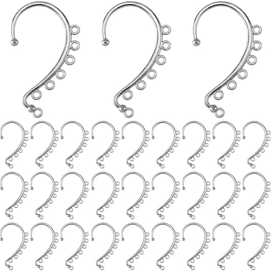 OIIKI 30PCS DIY Ear Cuffs, Non Piercing Wraps, Clip on Cuff, 7 Holes for Jewelry Making Decorative Accessories for Women - Silver