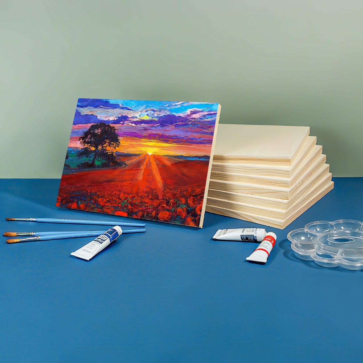 8 Pack Wood Canvas 10x14 Inch Wood Panels Smooth& Textured Pine Wood Boards for Oil Watercolor Art DIY Cratfs by Artists & Hobbyists