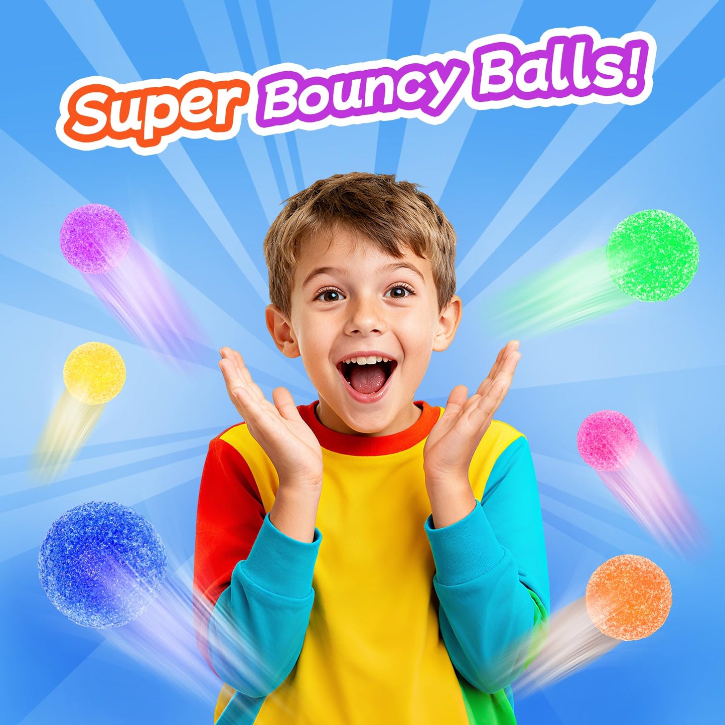 Ppotyo 24 Packs Gift Bouncy Ball Kit with Cards for Kids Magic Bouncing Ball STEM Science Experiment Craft Party Favors School Classroom Gifts Exchange for Boys and Girls