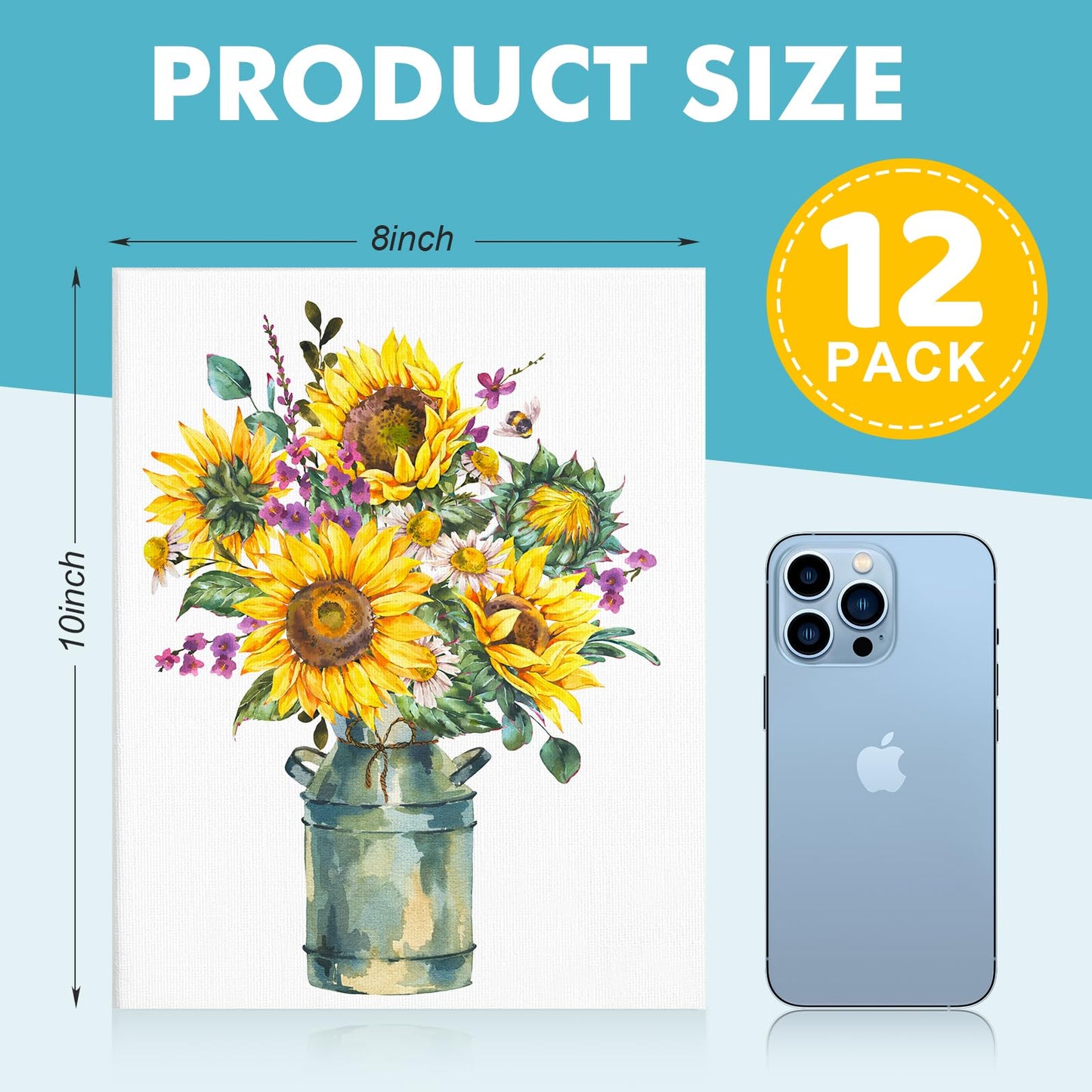ESRICH 8x10 Canvas for Painting, 12 Pack Canvas Boards for Painting Primed Acid Free Blank Canvas Panels for Oil Paint, Watercolor, Acrylic Paint, Gouache and Tempera.