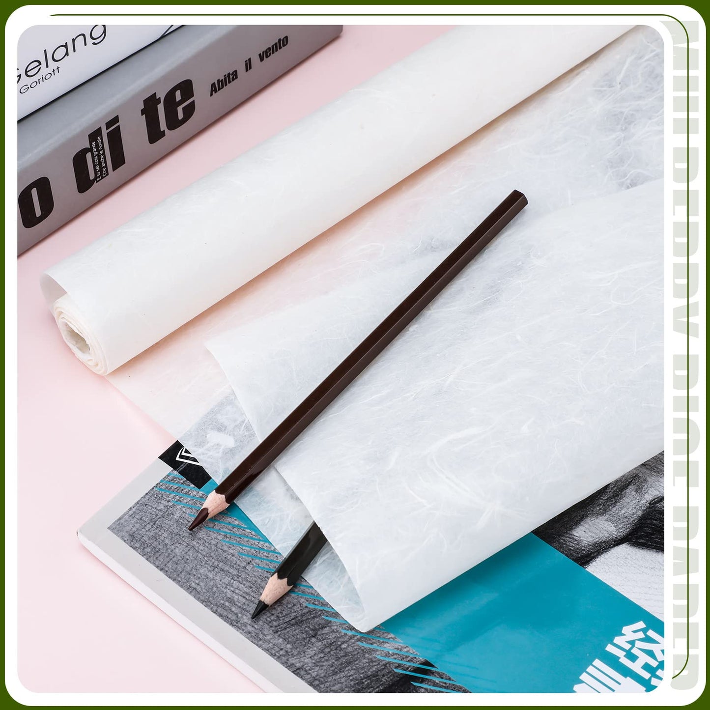 Geyee 2 Rolls 10.43 x 287.4 Inch of Mulberry Paper Traditional Handmade Rice Paper Decoupage Papers Roll Natural Decoupage Tissue Origami Roll for Crafts Gifts Windows