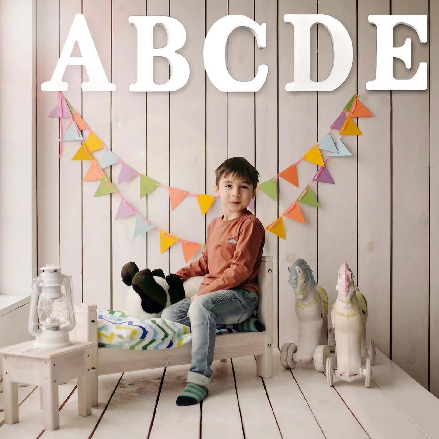 AOCEAN 12 Inch White Big Wood Letters Unfinished Wooden Letters for Wall Decor Decorative Standing Letters Slices Sign Board Decoration for Craft Home Party Projects (A)