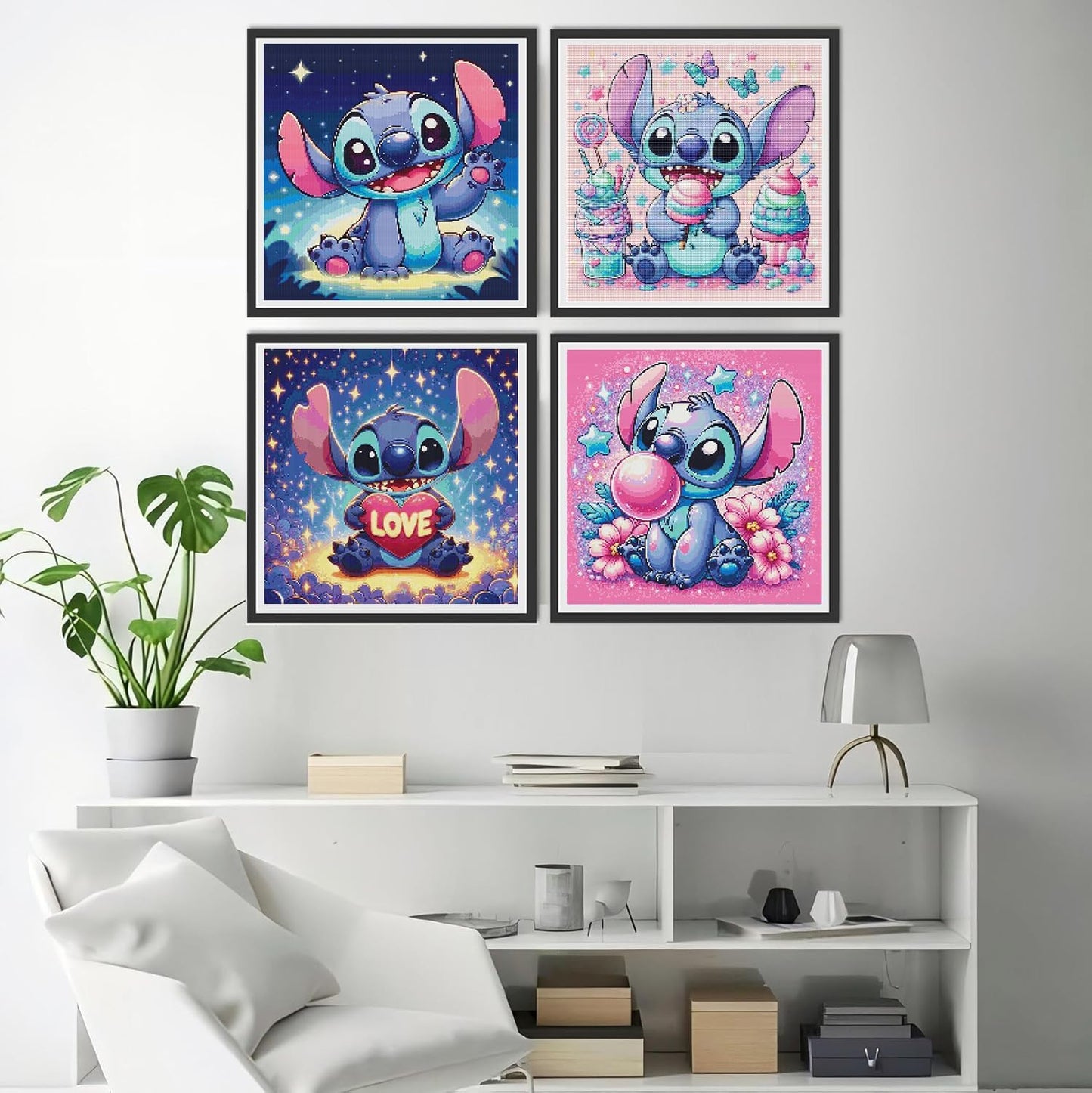 JAKI Diamond Art Kits for Adults-Cartoon Diamond Art Painting Kits for Adults,5D DIY Gem Art Kits for Home Wall Decor(4 Pack.12x12inch)