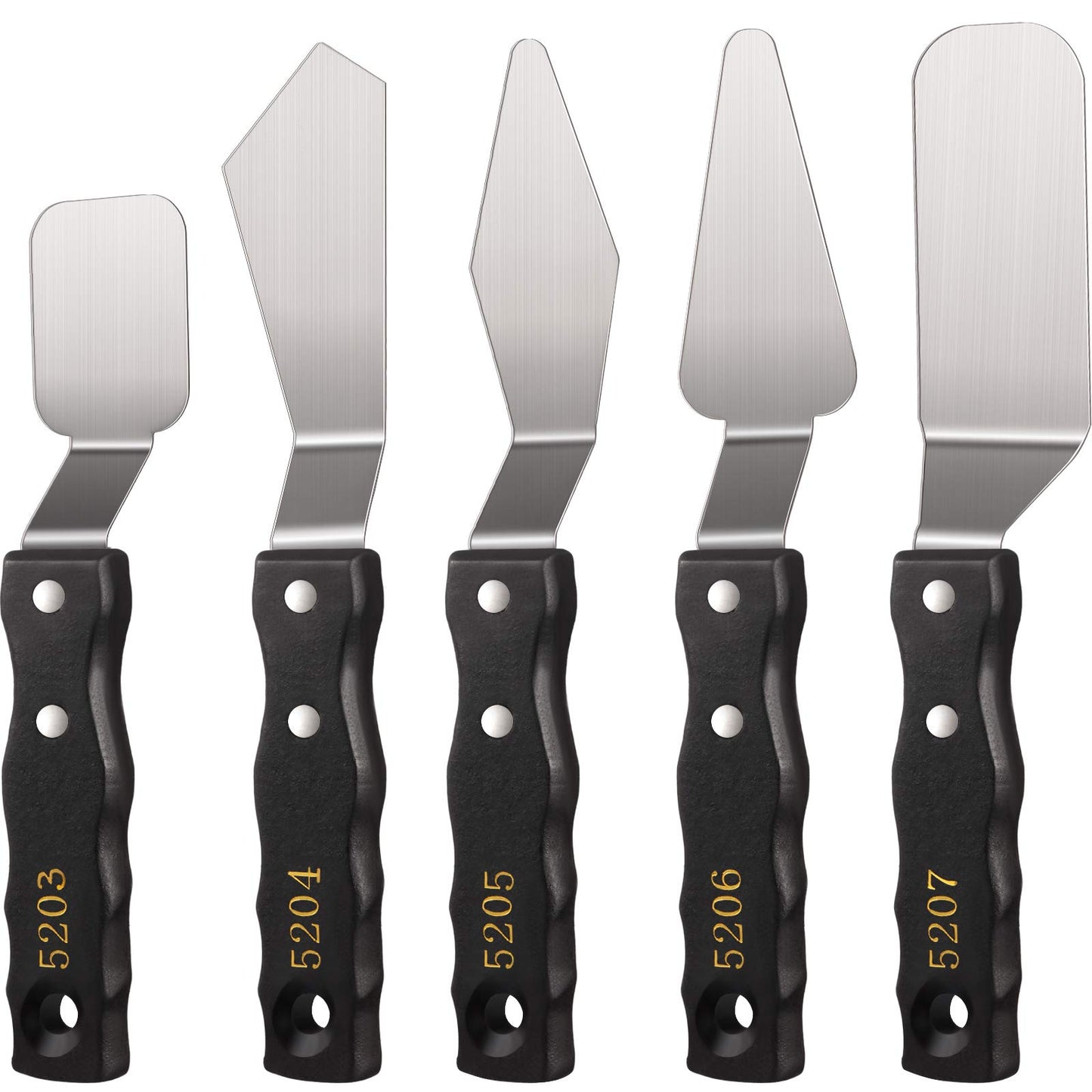 5-piece Large Palette Knife Set Stainless Steel Painting Knives with Wood Handles for Acrylic & Oil Painting Canvas Texturing, Impasto, Color Mixing – Art Supplies for Artists and Beginners