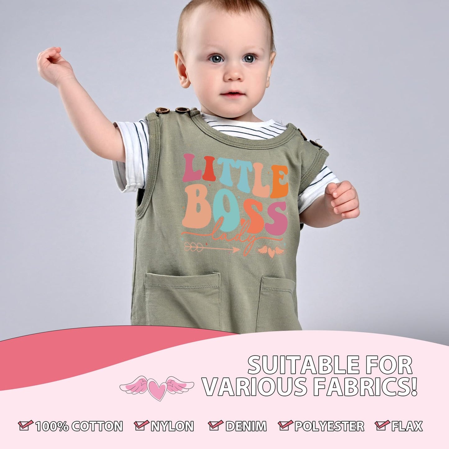 Falueqg Baby Shower Iron on Transfers - 30Pcs Pink DTF Transfers Ready to Press, Cute Iron on Decals Patches for Baby Girls Bodysuit, Heat Appliques Vinyl Stickers for Baby Onesie Bibs Decorating Kit