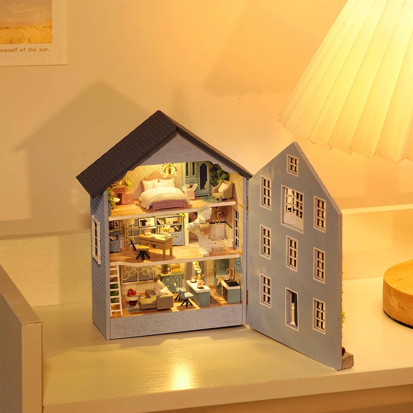 MAGQOO DIY Miniature Dollhouse Kit with Furniture 1:100 Scale Creative Room Mini Wooden Doll House Accessories DIY Miniature House Kit(Muran Manor)