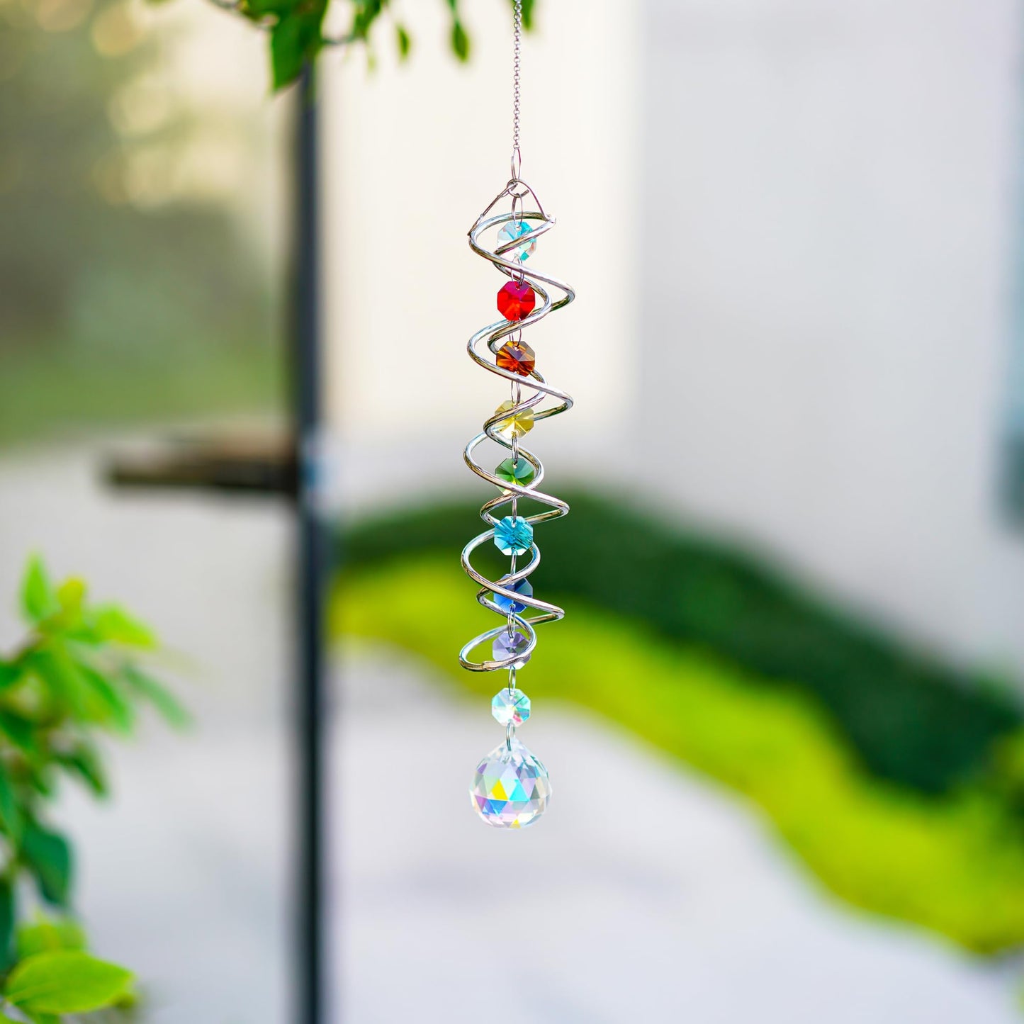 H&D HYALINE & DORA Crystal Decorative Wind Spinner, Crystal Suncatcher Assembly Craft Kits, Rainbow Prisms Beads Pendant, Crystals Hanging for Home Garden Decor