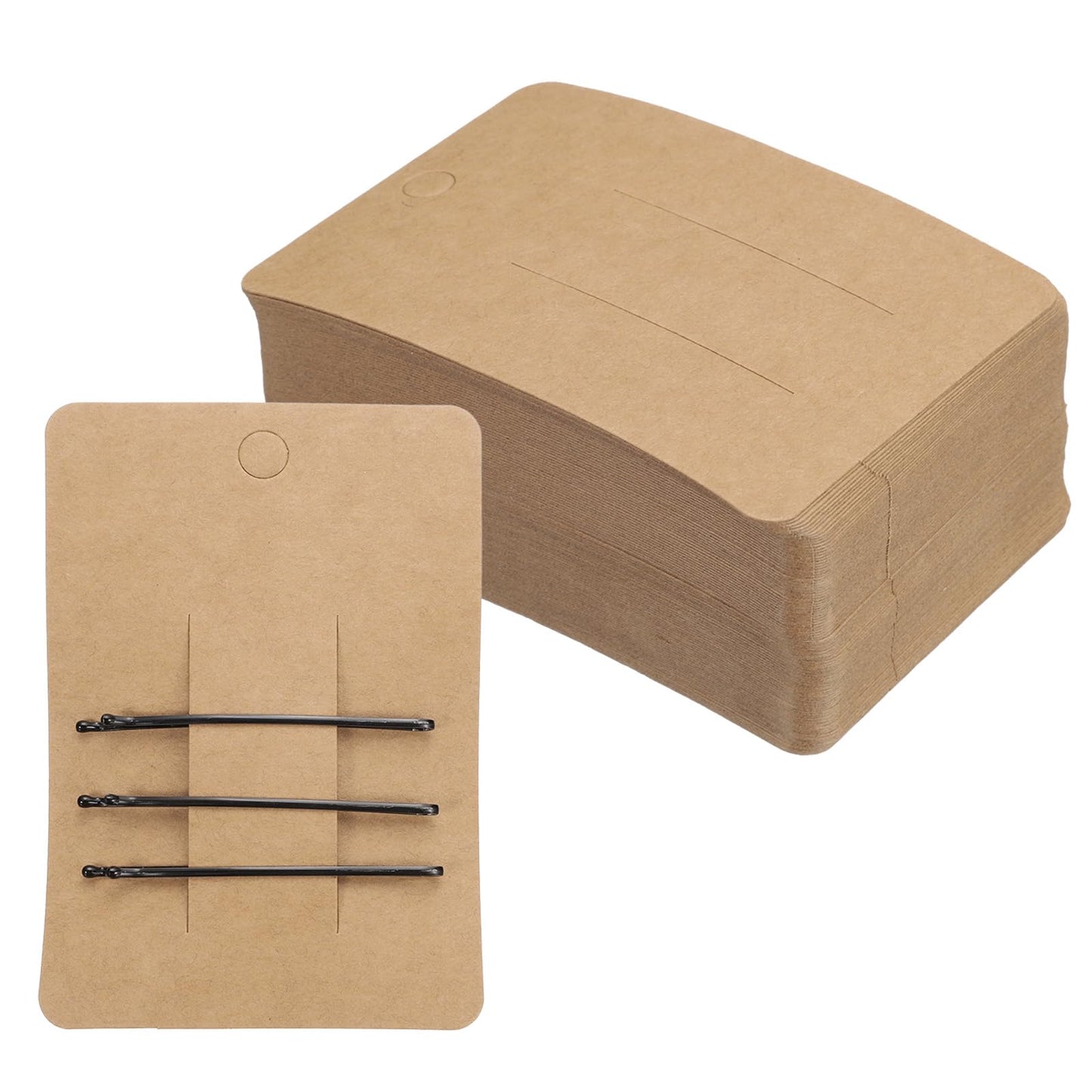 uxcell 100 Pcs Hair Clip Display Cards, Paper Cardboard Hair Bow Holder Jewelry Paper Earring Packaging Cards for Selling Small Business Jewelry Making Hair Barrettes, Brown