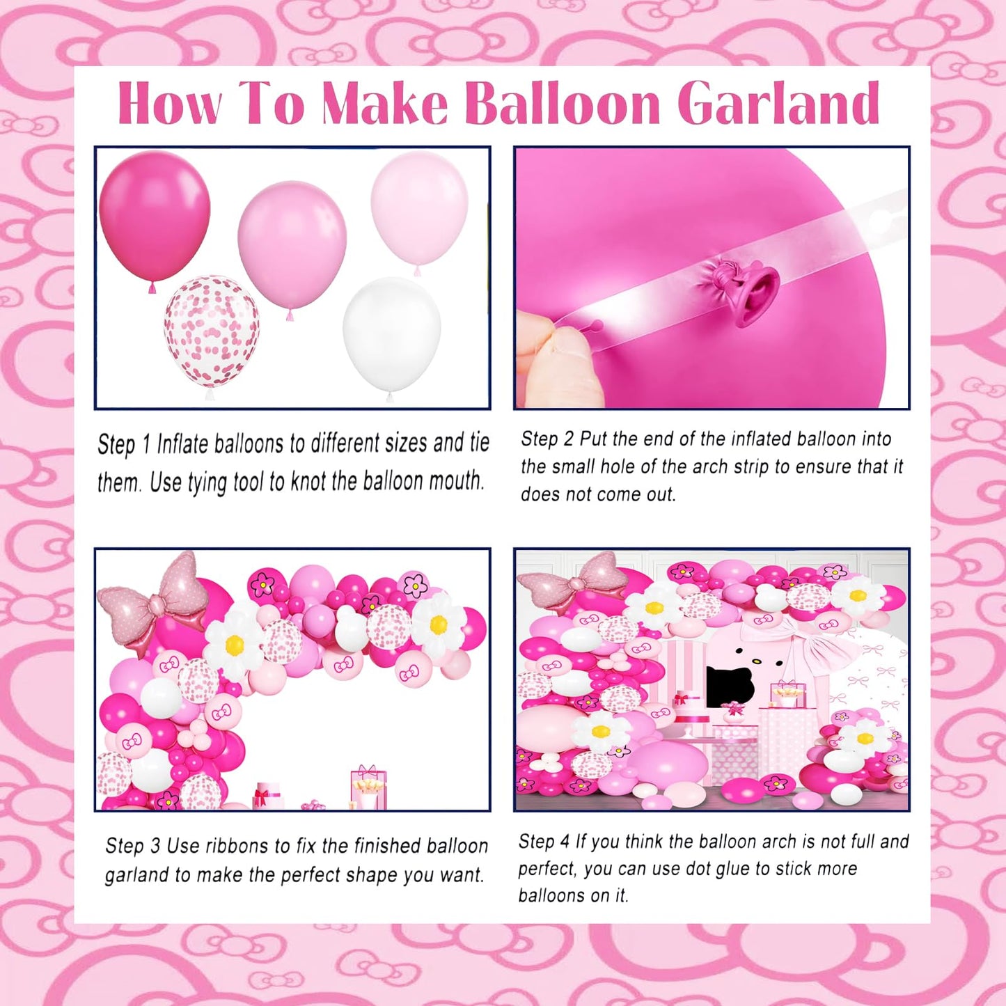 126 Pcs Pink Balloon Garland Arch Kit, Hot Pink Rose Red Balloons For Cartoon Themed Birthday Party Decorations Girls Kids Gatherings Party Supplies