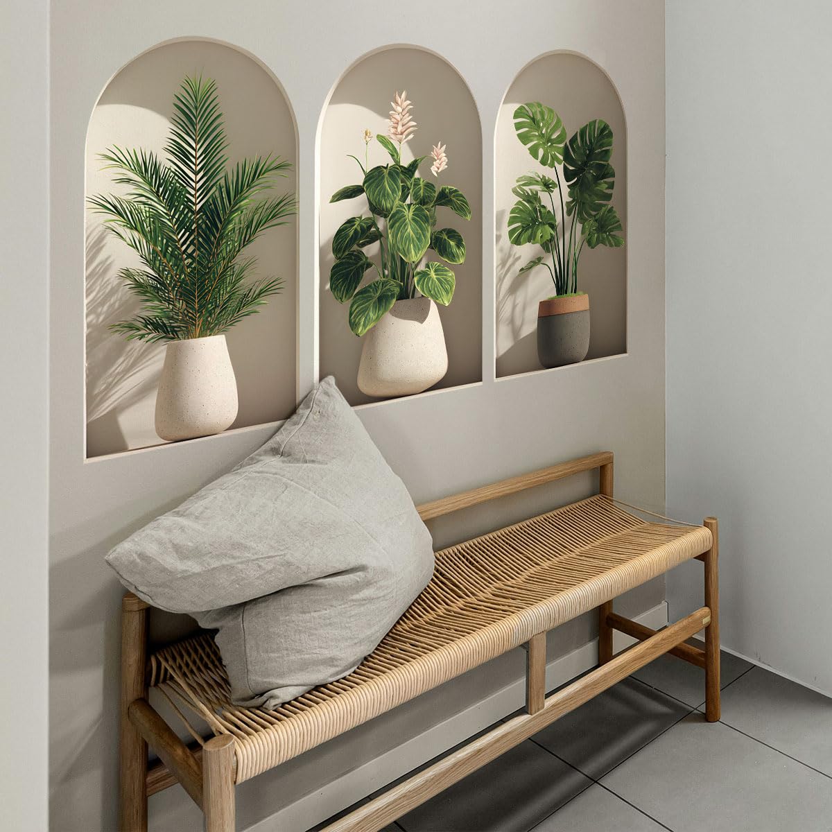 3D Potted Plants Wall Stickers，Green Plants Wall Decals，Peel and Stick 3D Magic Art Sticker，for Living Room Bedroom Aisle Entrance Sofa Backdrop Yoga Room Home Decor (Potted Flower Decor 46)