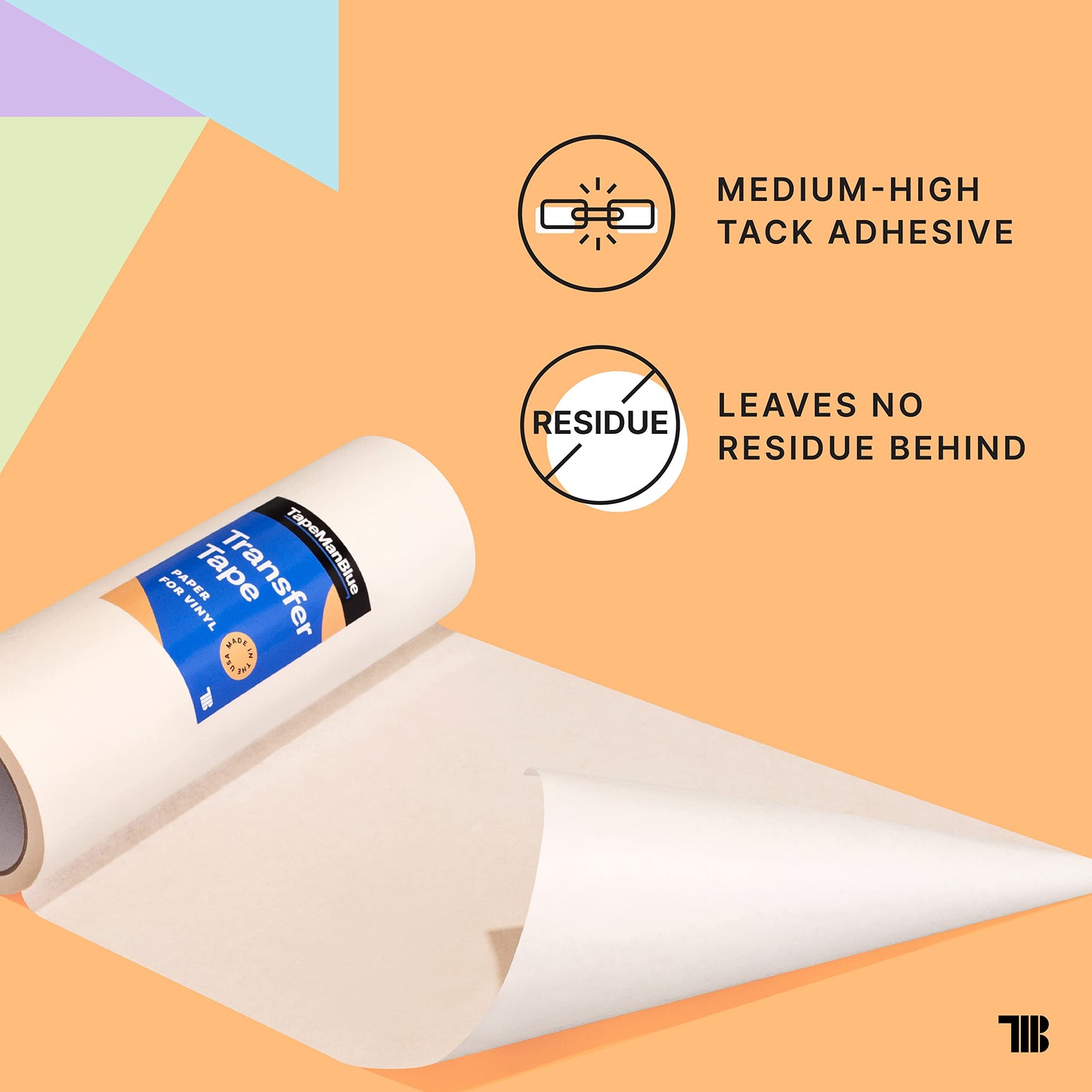 TapeManBlue 6" x 300' Roll of Paper Transfer Tape for Vinyl, Made in America, Premium-Grade Transfer Paper for Vinyl with Layflat Adhesive for Crafts, Decals, and Letters