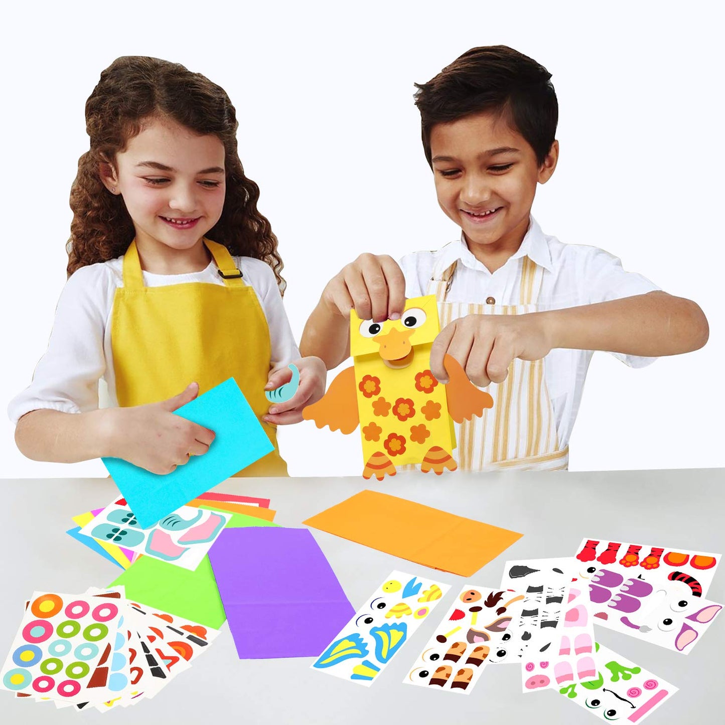 WATINC 9Pack Hand Puppet Art Craft - DIY Making Your Own Paper Sock Puppets Kits Wiggle Googly Eyes, Imaginative Early Learning Classroom Family Storytelling Games Pretend Party Supplies (Animals)