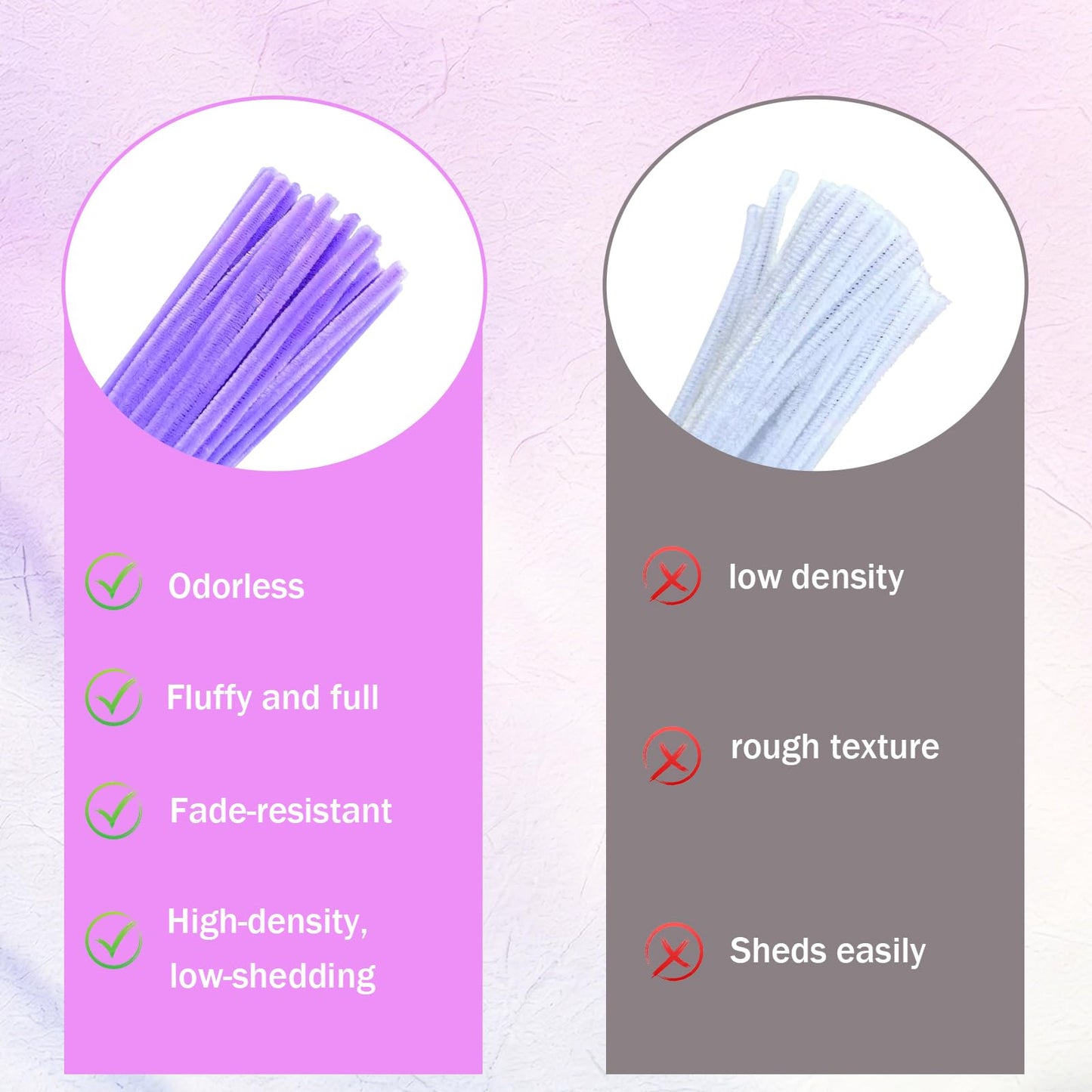 CITYBAN 400PCS Pipe Cleaners Craft,5 Assorted Pipe Cleaner Flower Kit,Kit with Floral Wires, Gardening Tape, Stamen, Floral & Ribbon, Pipe Cleaners Bulk,Ideal for DIY Projects（Purple）