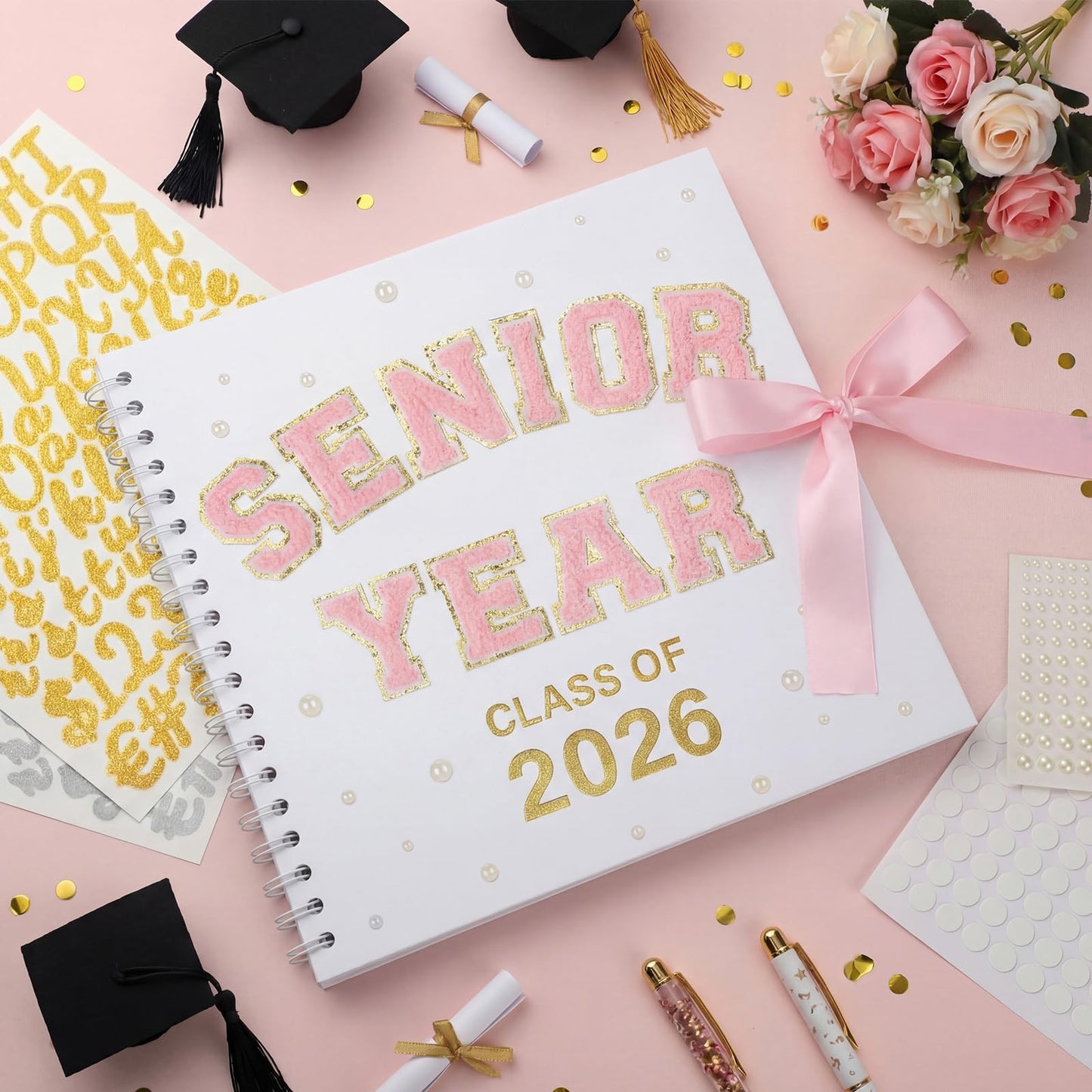 Tenceur Senior 2026 Graduation Scrapbook Kit 10 x 10 Inch Class of 2026 DIY Memory Photo Book with Letter Stickers Graduation Gift for Senior 2026 Students