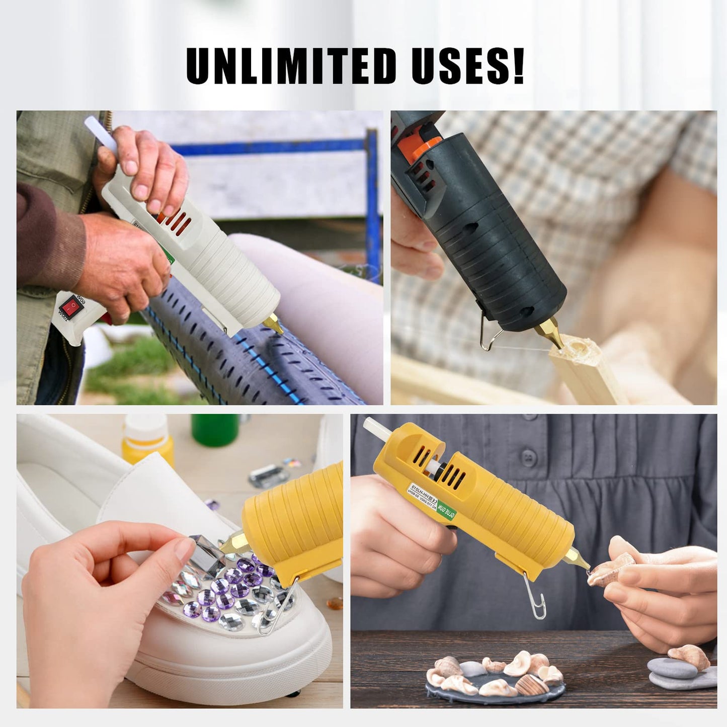 Hot Glue Gun,Full Size High Temperature Glue Gun Kit with 12 Clear Glue Sticks, 60/100W. For Craft School DIY Art Home and Quick Repair -BLACK