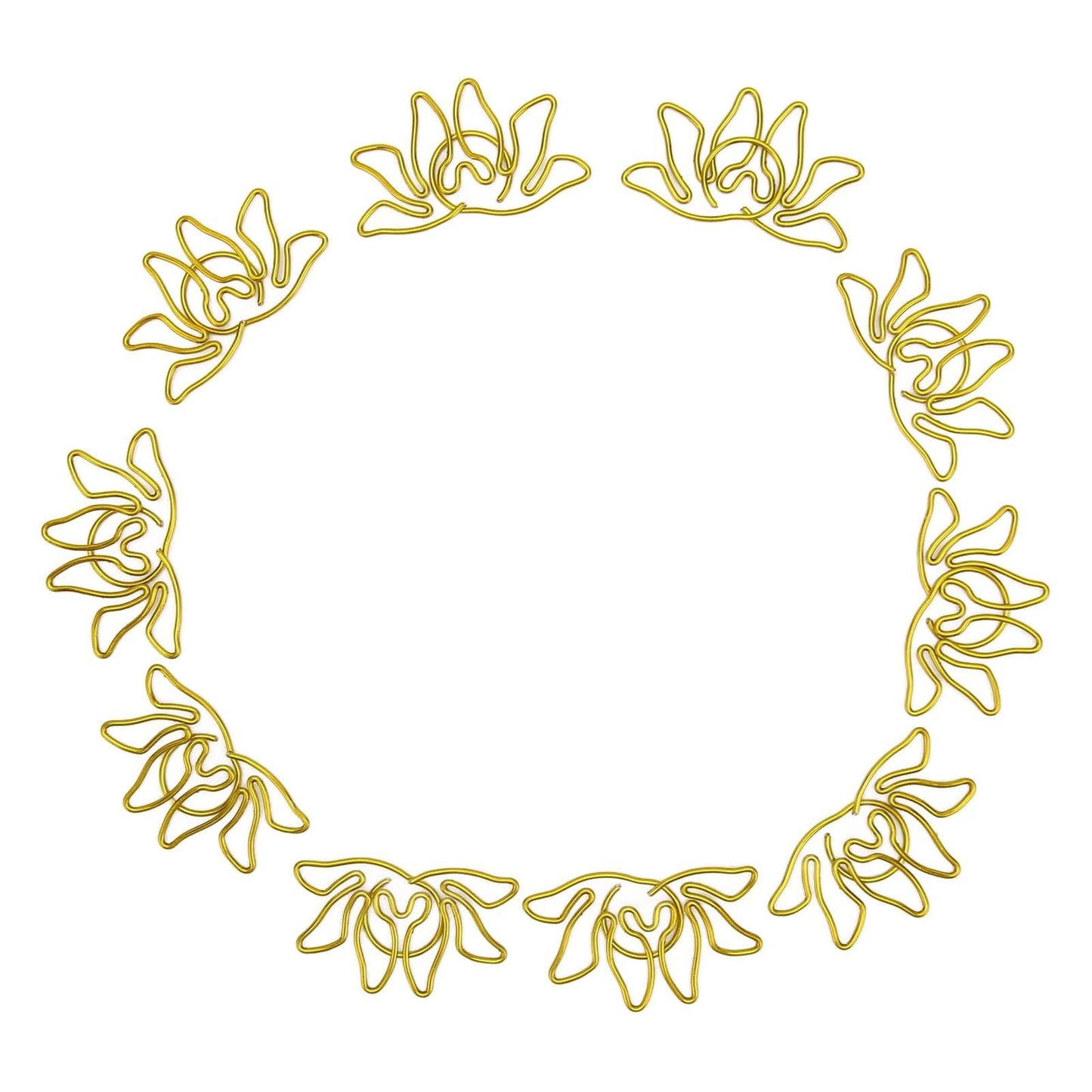Kukyller 100PCS Small Gold Paper Clips, Small Metal Lotus Flower Shaped Paper Clips Decorative Paperclips Portable Office Supplies for Office School Home Desk Organizers