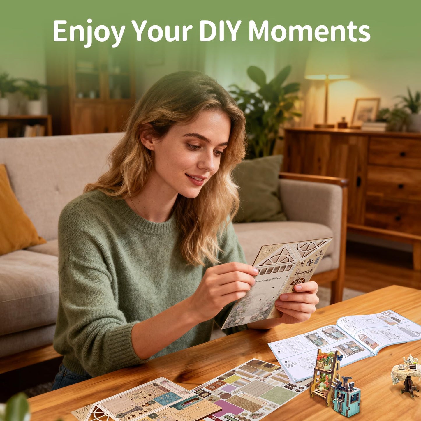 BELEEV Book Nook Kit, DIY Miniature Dollhouse Kit, 3D Wooden Puzzle for Adult and Teens, Booknook Bookshelf Decor Craft with LED Light, Gifts for Women Teens and Puzzle Lovers - Sylvia Garden