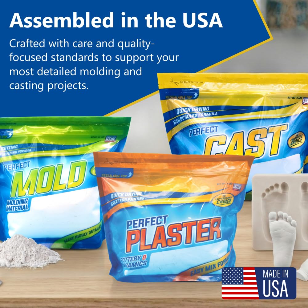 Perfect Cast Mold Casting Powder, Fast-Curing, Non-Toxic, Water-Based Material for DIY Sculptures, Jewelry, Crafts & Models, USA Made, 1 lb Bag