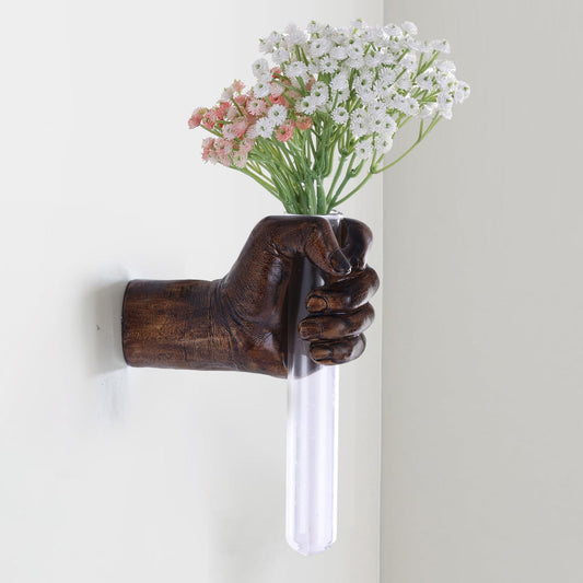 XYQXYQ Vintage Wall Sculptures, Hand Vases Home Decor, Wall Mount Art Sculpture, Unique Wall Art Statue, Funky Flower Vase Decorations, Modern Eclectic Hanging Decor,Glass Test Tube Vase
