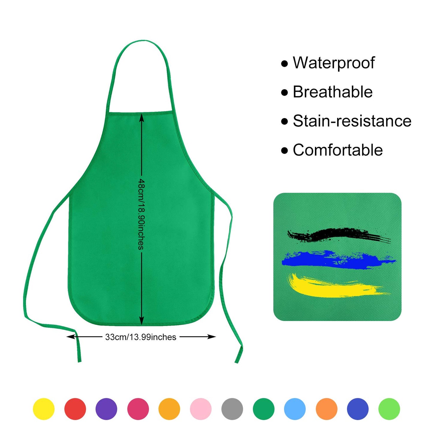 KUUQA 24 Pack 12 Colors Kids Art Aprons Children Painting Aprons Art Smocks for Craft, Kitchen, Classroom