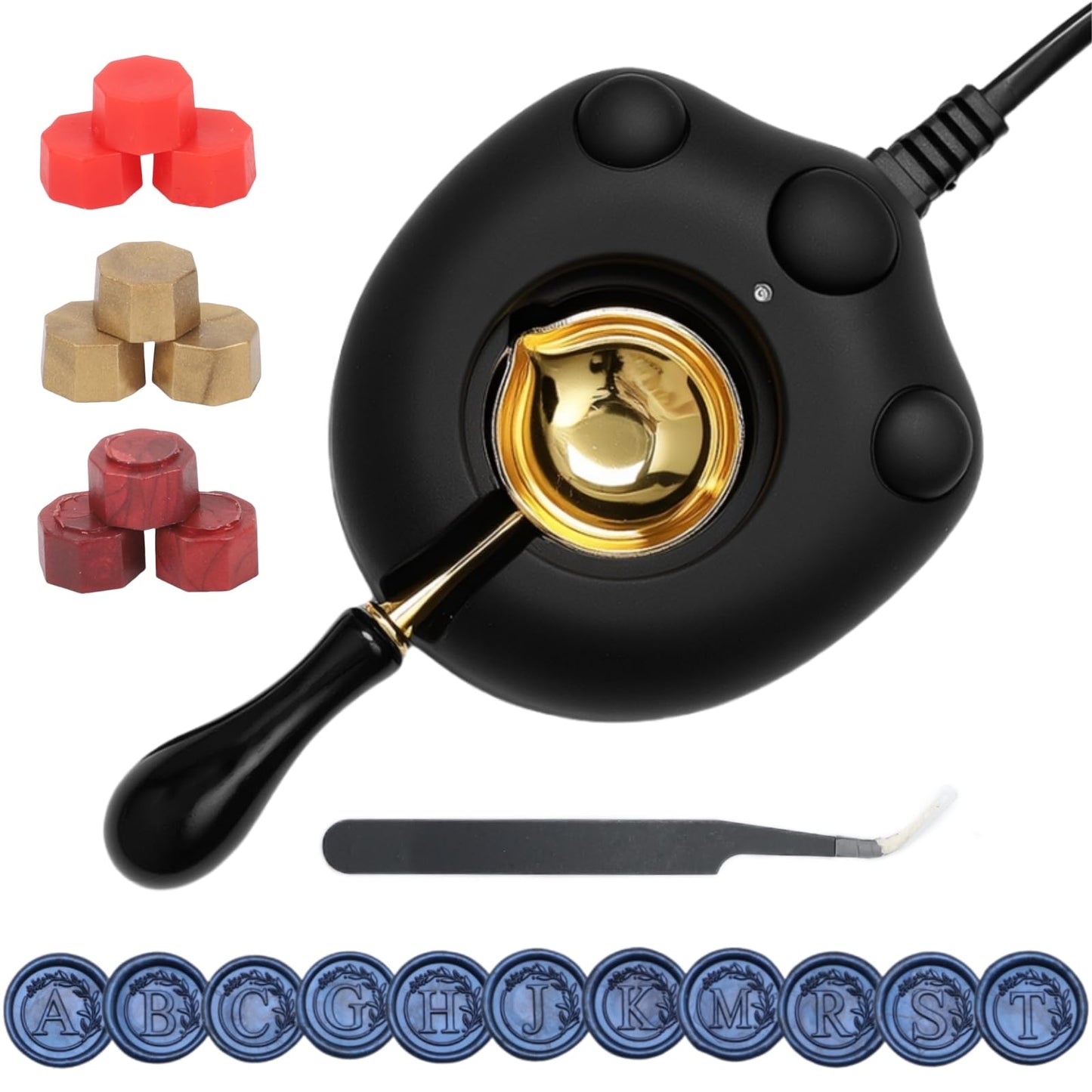 732 Pcs Sealing Wax Stamp Kit with Electric Wax Seal Warmer, Initial Alphabet R Seal Stamp, Waxseal Beads, Spoon, Letter Sealingwax Stamp Kit (R)