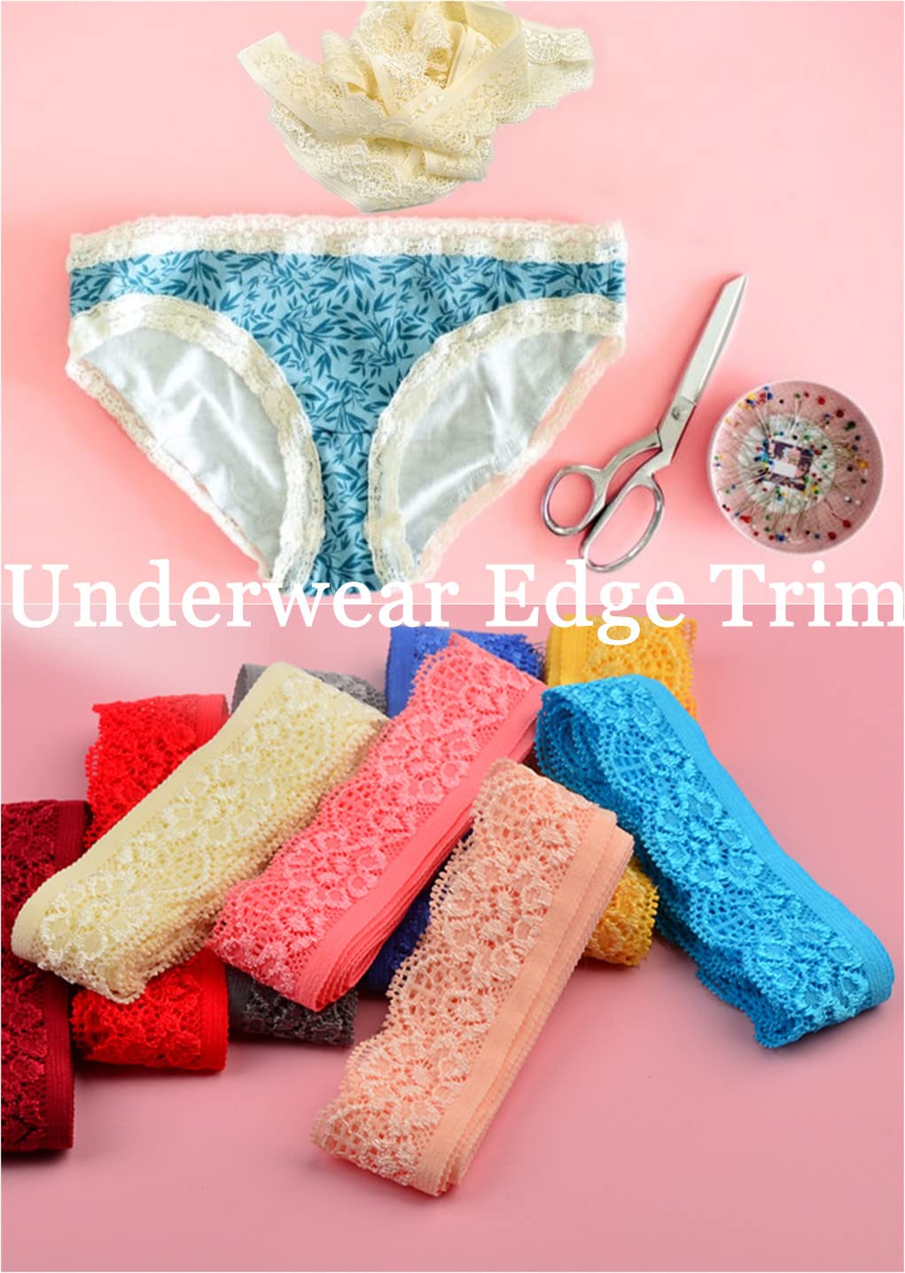 20 Yards 1inch Wide Stretchy Lace Trim 1inch Wide Embroidered Floral Lace Fabric Scalloped Edge Ribbon for Bra Lingerie Underwear Sewing Craft (Olive)