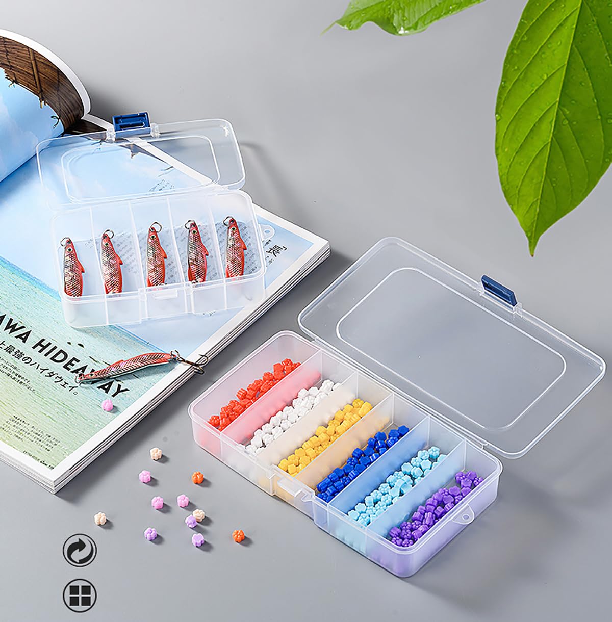 Farmer Mani 2 PACK Transparent Plastic Bead Organizers (6 Grids),Craft Organizers and Storage Beads Organizer, Art DIY, Crafts Jewelry Storage, Fishing Tackles, Size 7.48 x 3.94 x 1.38 in
