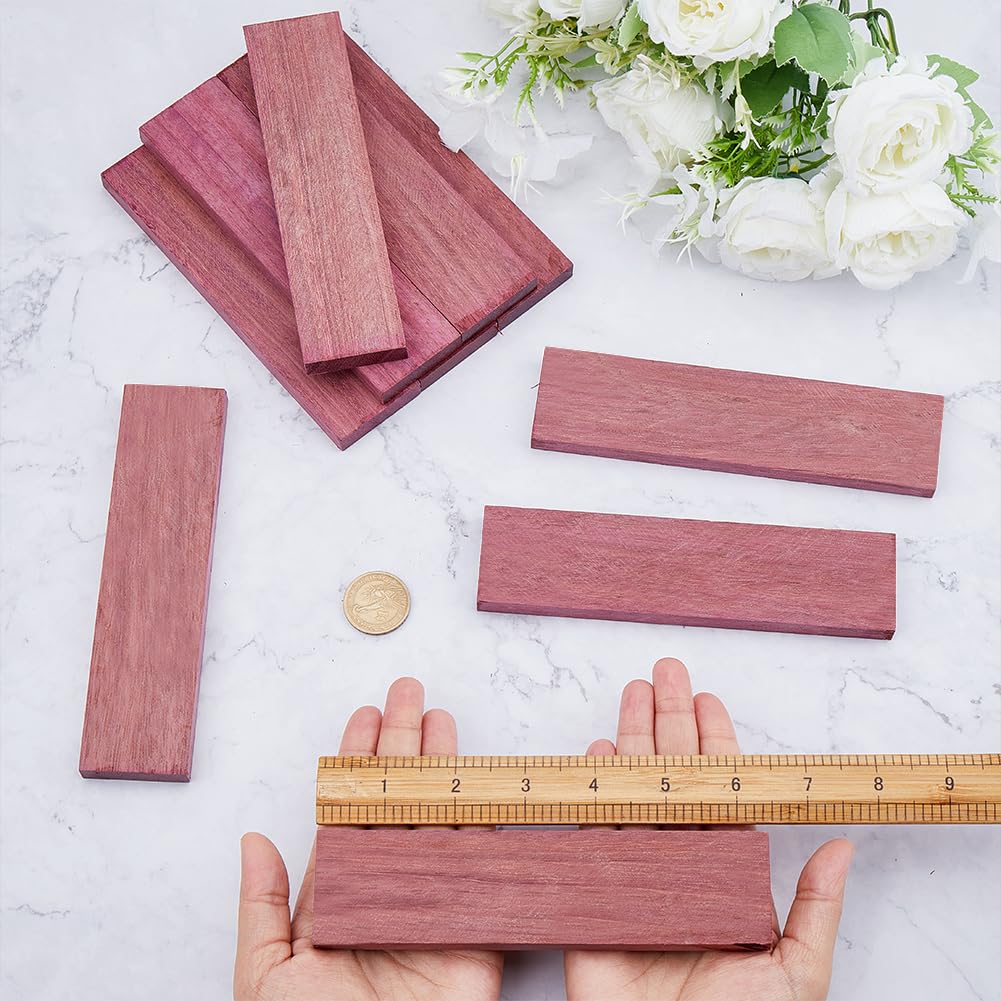 BENECREAT 10Pcs Perilla Wood Knife Handles, Pale Violet Red Natural Wood Knife Handle Scales for DIY Music Instruments Tools Crafts, 6.4x1.6x0.4 Inch