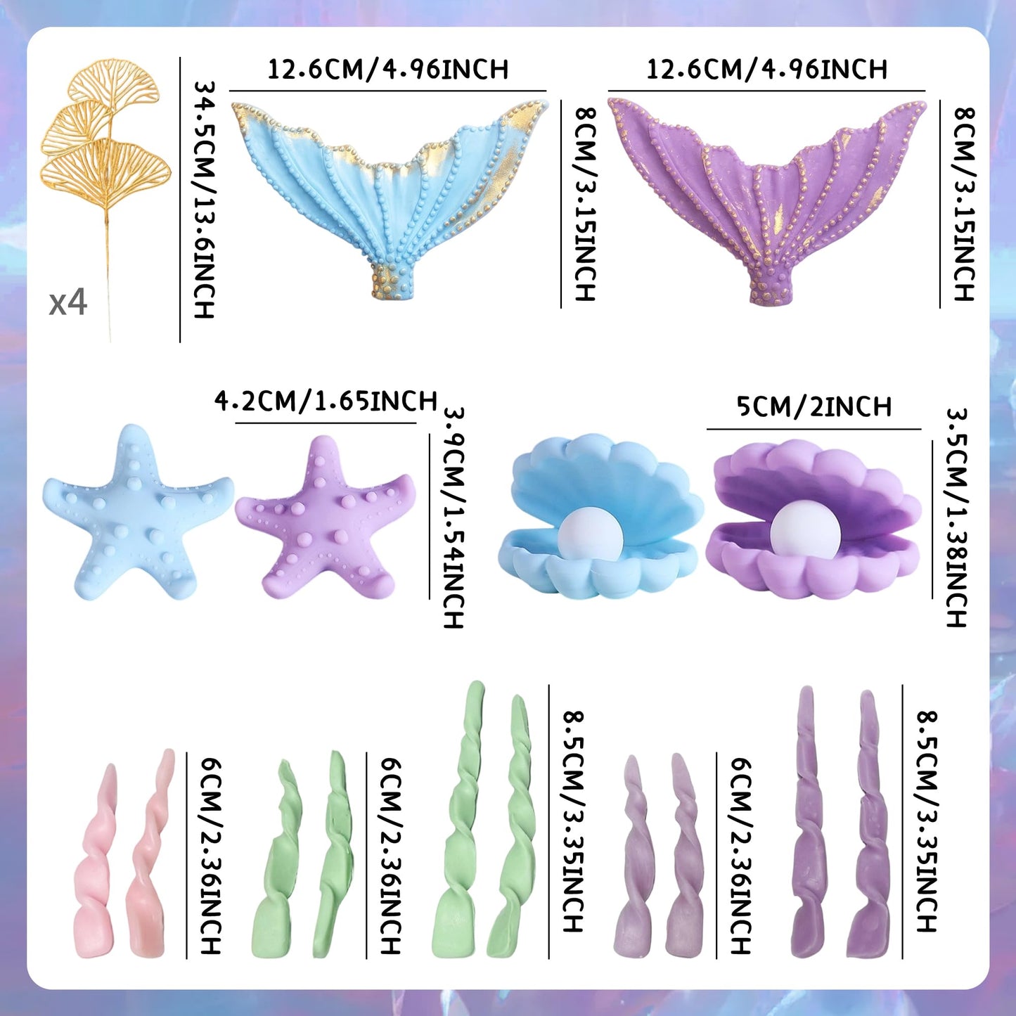 Under the Sea Cake Topper Mermaid Cake Decorations Ocean Mermaid Theme Baby Shower Little Seashell Cake Toppers Birthday Bridal Shower Wedding Party Supplies