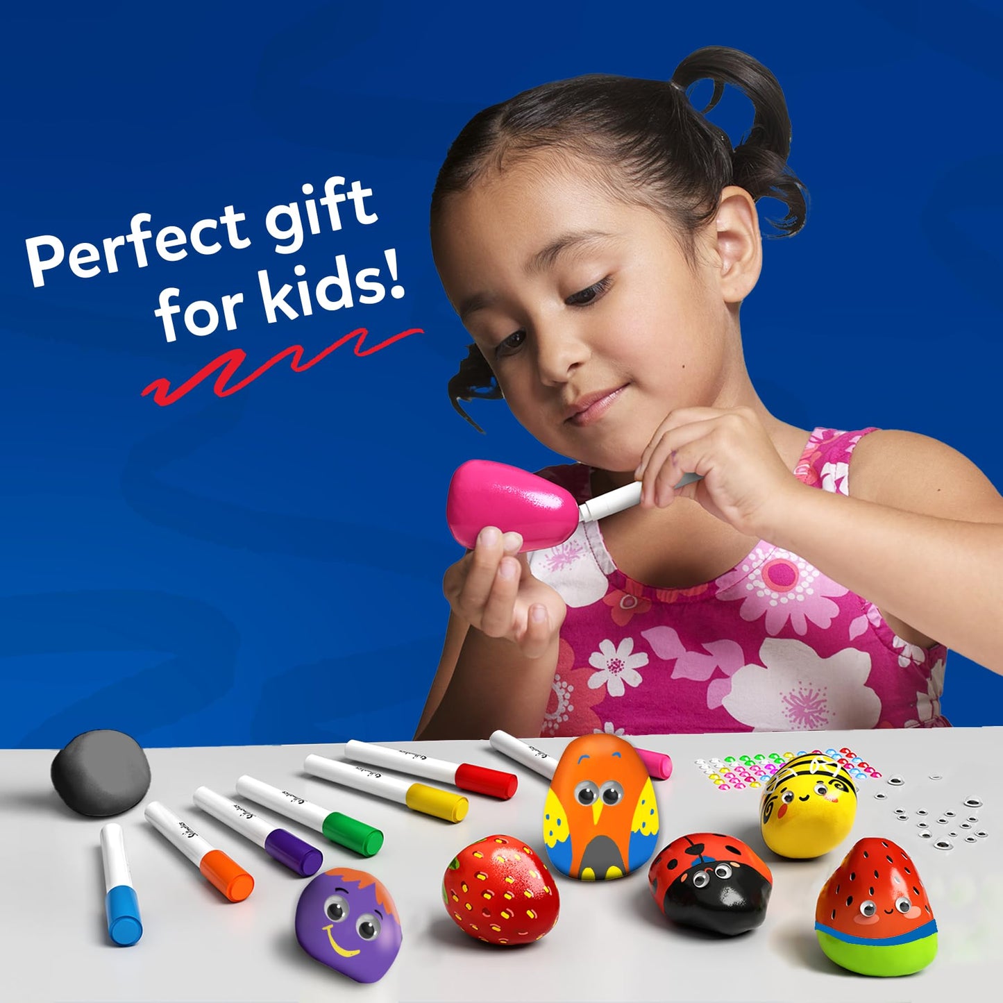 Skillmatics Rock Painting Kit - Mess-Free Art & Craft Kit for Girls & Boys, Craft Kits & Supplies, DIY Creative Activity, Screen-Free Fun, Gifts for Kids Ages 4, 5, 6, 7, 8, 9, 10, 11,12