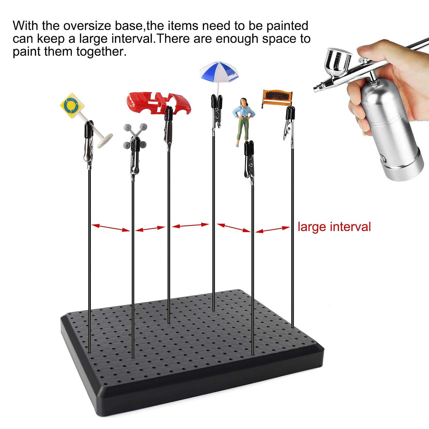 GJJC19B Painting Stand Big Base 14 x 19 Holes and 20pcs Alligator Clip Stick Set Modeling Tools for Airbrush Hobby Model Parts New