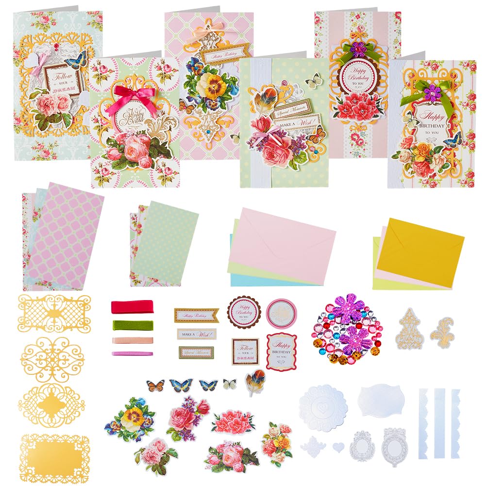 AHANDMAKER Handmade Greeting Card Making Kits, DIY Thank You Card Set Flowers Theme Paper Envelopes Cards Stickers for Christmas Thanksgiving Mother's Day Birthday Gifts Crafts Decorations