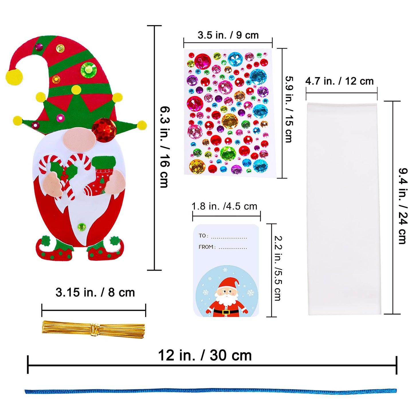 Winlyn 24 Sets Christmas Craft Kits - Winter Crafts DIY Gnome Ornaments & Decorations Art Sets with Foam Stickers for Kids Holiday Seasonal Home & Classroom Activities Party Favors