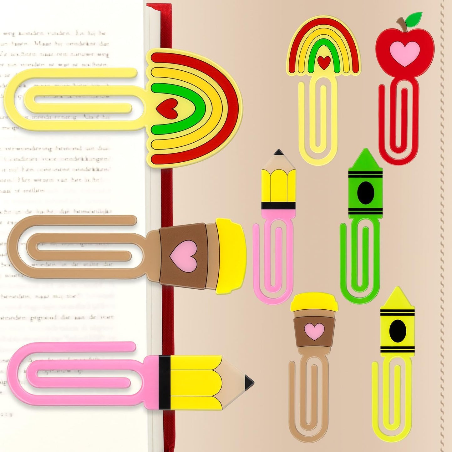 12 Pcs Jumbo Teacher Acrylic Paper Clips Paperclip Teacher Gift Clear Acrylic Jumbo Clips for Book Lovers Teacher Appreciation Gifts Office Supplies Librarian Staff Office Writing
