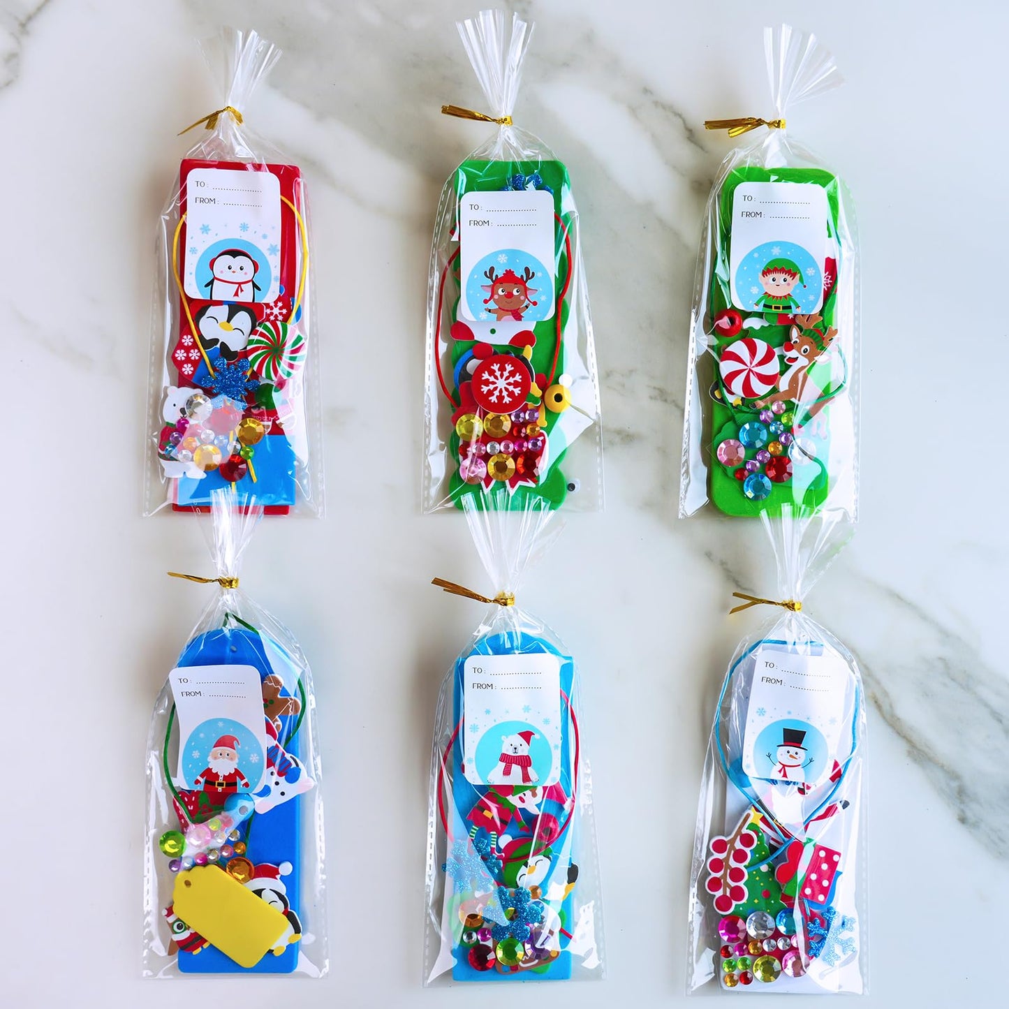 Winlyn 36 Sets Christmas Craft Kits Winter Crafts DIY Holiday Bookmark Ornaments Decorations Art Sets Festive Snowmen Reindeer Foam Stickers Arts and Crafts for Kids Classroom Activities Party Favors