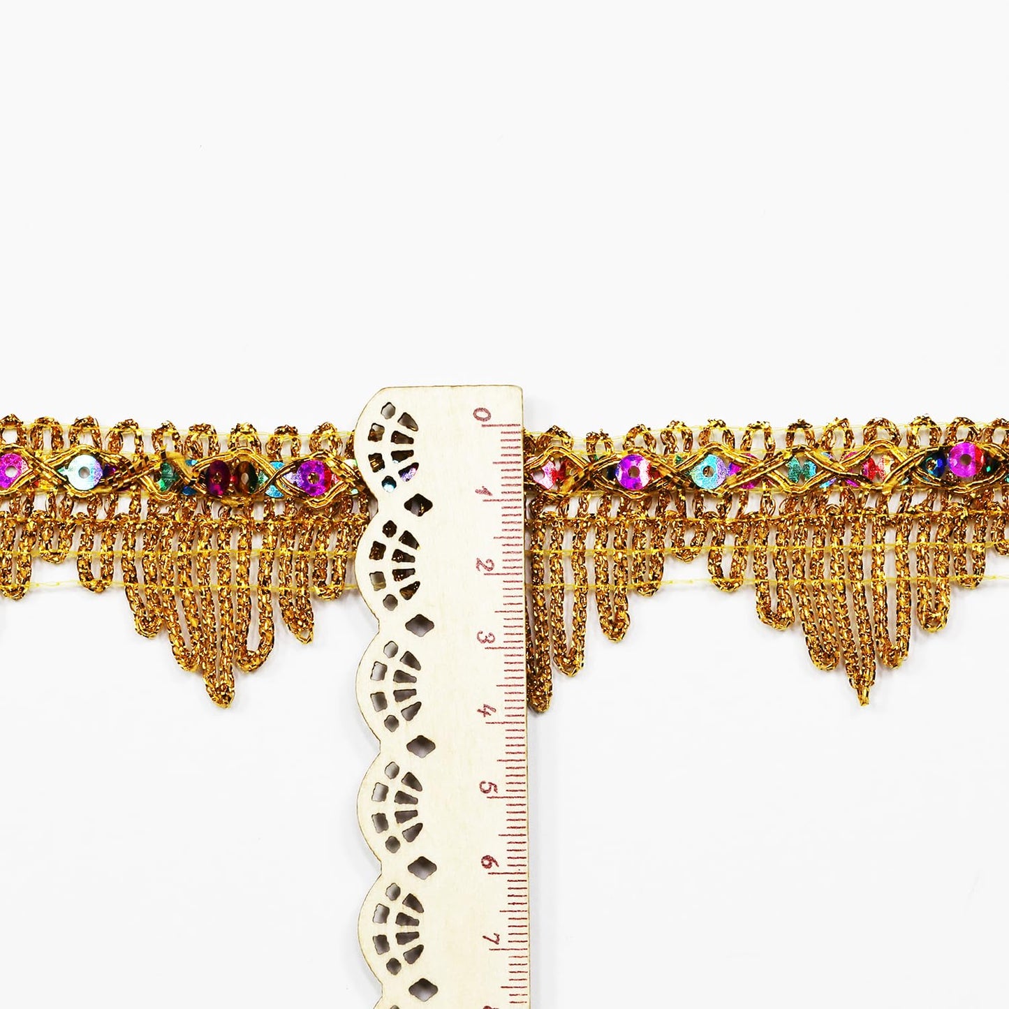 Length14 Yards，Width4cm/1.97Inch, Gold Sequin lace Trim Craft Ribbon Decorated Gimp Trim for Wedding Bridal, Performance Costumes or Jewelry, Crafts and Sewing （ Gold Sequin）