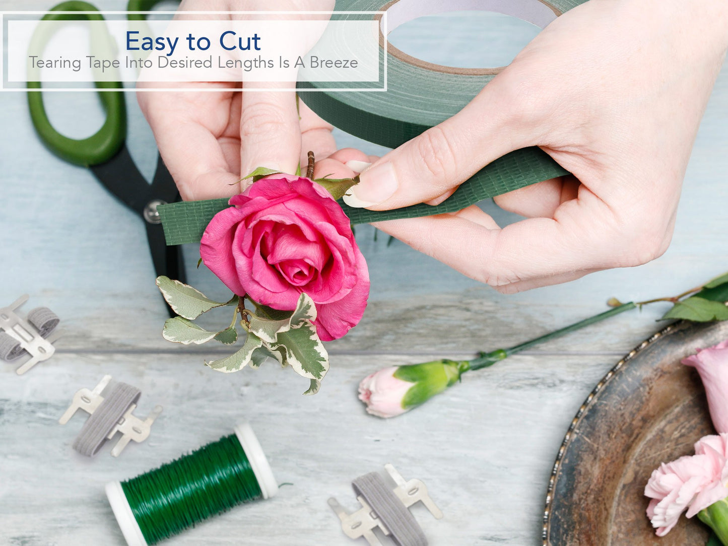 Royal Imports Floral Tape Green, Flower Stem Wrap Adhesive Waterproof Florist Tape for Decorative Bouquets Arranging and Crafts - 0.25" (60 Yd/180Ft) - 3 Rolls