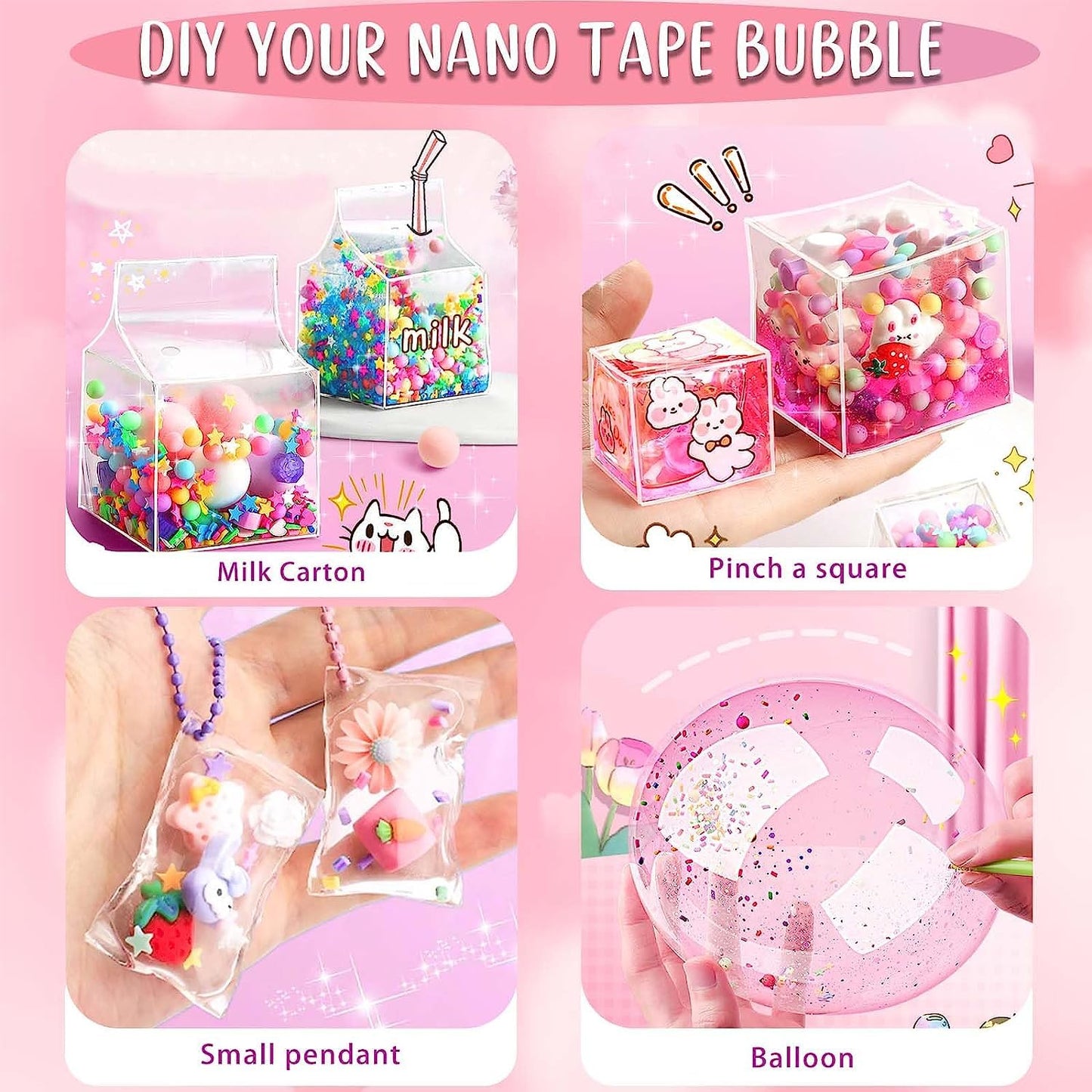 BENWIL Nano Tape Bubble Kit for Kids, Squishy Making Maker Kit, Birthday Gifts for 4 5 6 7 8 9 10 Year Old Girls Girl, Kids Toys for Girls 4-6 6-8 8-10 10-12