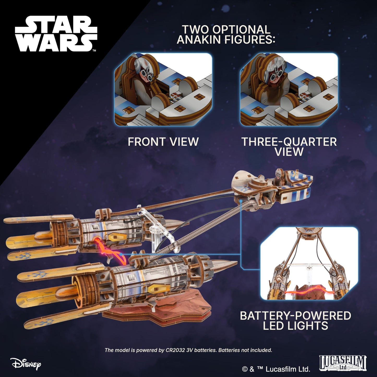 UGEARS Star Wars ™ Anakin Skywalker's Podracer ™ Wooden 3D Puzzles for Adults - 3D Puzzle, Wooden Model Kits for Adults, Hobby Model Kit, Wood Puzzles Adult, Brain Teaser Adult Model Building Kits