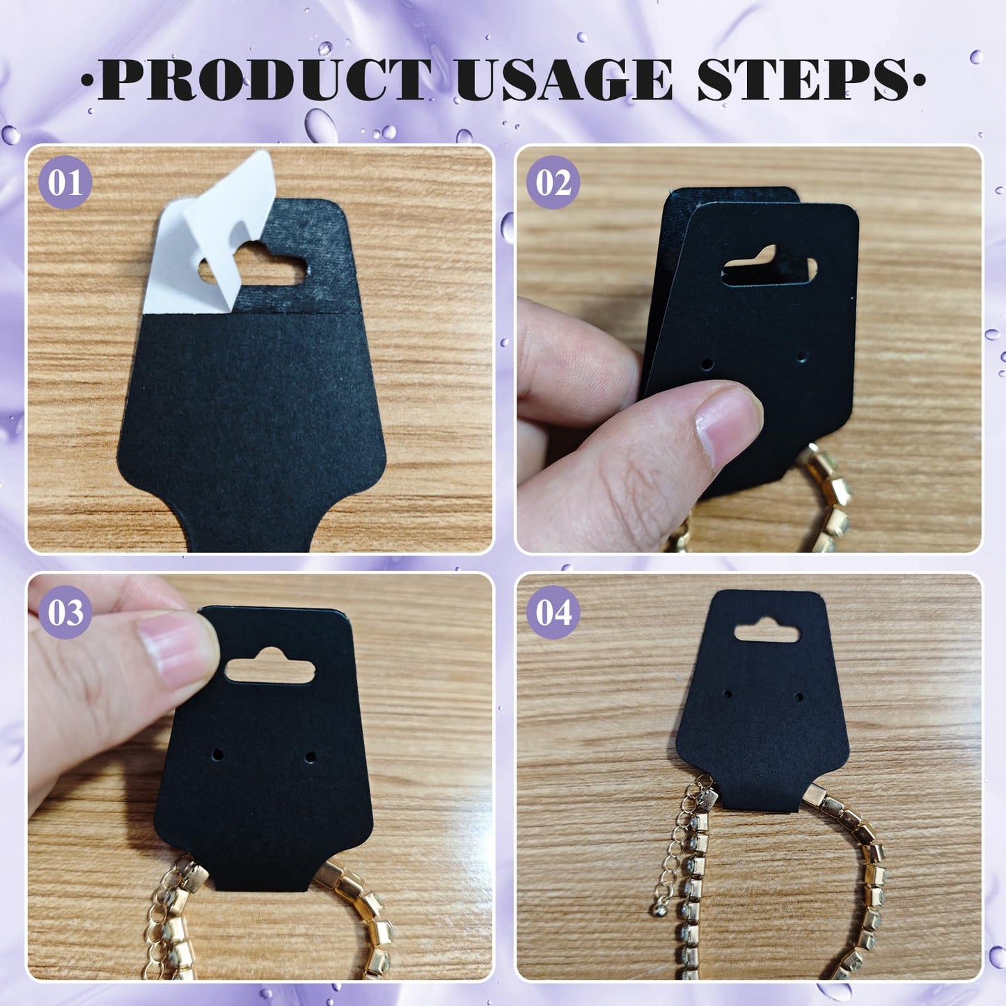 400pcs Jewelry Display Cards with Adhesive,1.7*4.7inch Necklace Display Kraft Cards with 400pcs Packaging Bags Jewelry Holder Cards Hanging for Earring Hair Band Keychain Scrunchies (400PCSBlack)
