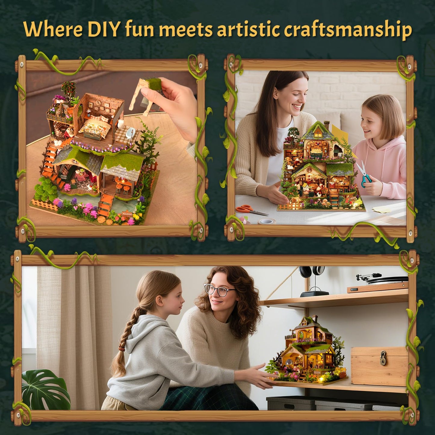 LogicTwist DIY Miniature House Kit with LED Lights, Forest Adventure Wooden Mini House Building Kit for Adults & Teens, Creative Crafts for Women, Friends & Hobbyists