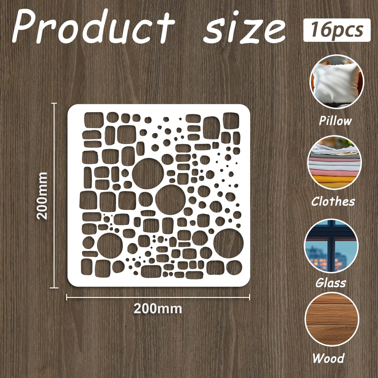 beinkmake 16Pcs Layering Stencils for Painting Geometric Texture Stencil PET Painting Templates Tree Bubble Waves Inlay Border Stencils for Furniture Reusable DIY Craft for Wall Wood Fabric