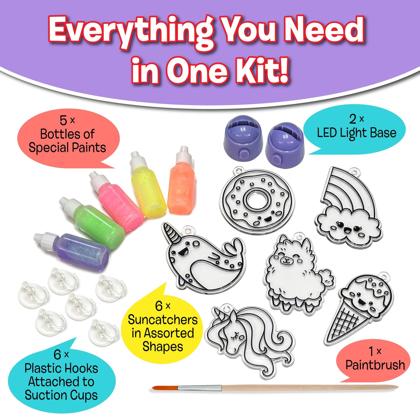 Small World Toys Fluorescent Suncatcher Kit – Fun Kids Crafts & DIY Crafts for Kids Ages 4-8 – Paint-Your-Own Window Art Set with Bright & Colorful Suncatchers