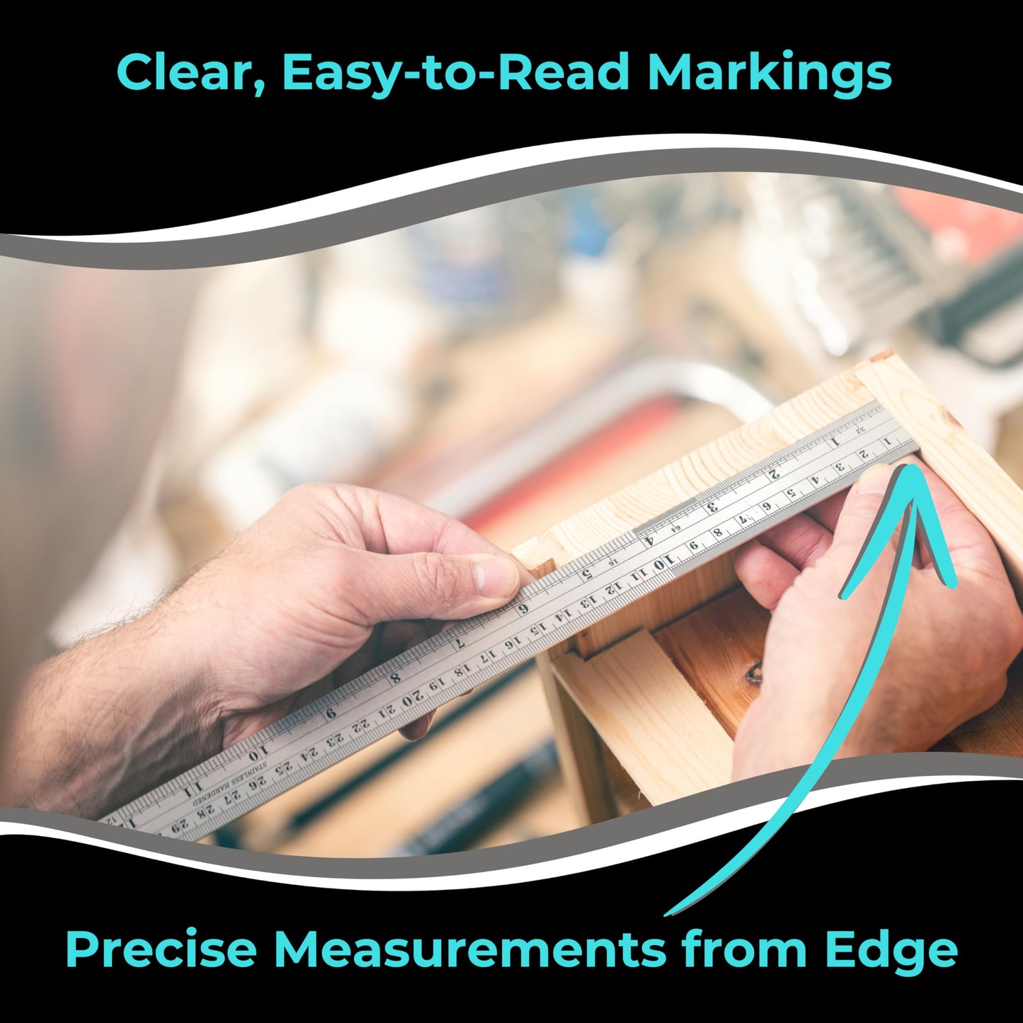 NOKKO Metal Ruler 12 Inch - Pack of 10 - Measuring Set of 12-Inch / 30 cm Stainless Steel Rulers with Imperial & Metric Measurements & Conversion Table - Metal Straight Edge Ruler for Cutting