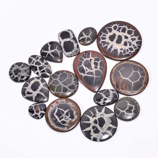 GEMKORA™ 100 carats Natural Mud Fossil Septarian Gemstone Cabochons Wholesale Lot, Jewelry Making Loose Gemstones Supply, Minreal, DIY, Wire Wrapping, Healing Crystals, Bulk Gemstone Deal 3 to 4pcs