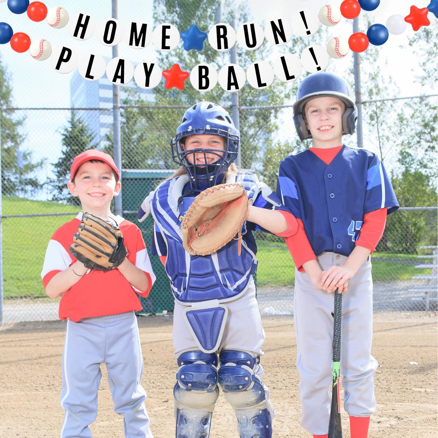 Simgoing 98 Pcs Baseball Birthday Banner Decor DIY Jumbo Friendship Bracelet Birthday Banner Kit Customizable Party Giant Garland Decoration for Baseball Sports Theme Party Decorations