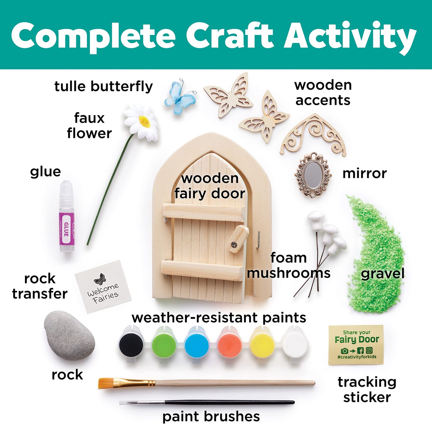 Creativity for Kids Butterfly Fairy Door Kit - Painting Arts and Crafts for Kids, Creative Gifts for Girls and Boys (Ages 6+)