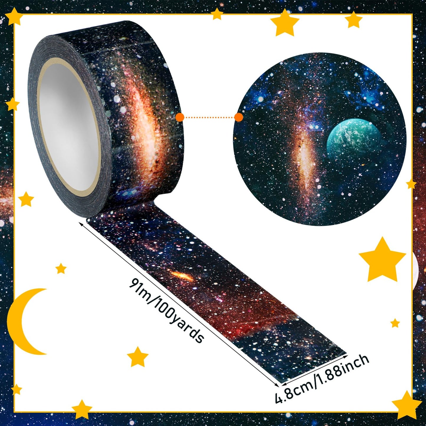 Harloon Craft Duct Tape Stickers 1.89 Inches 100 Yards DIY Crafts Buffalo Tape Single Roll for Scrapbooking DIY Supplies Box Decoration(Galaxy)
