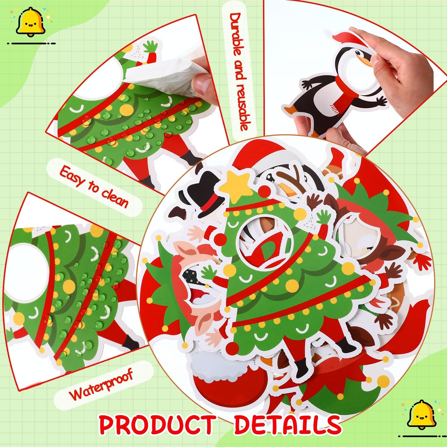 Weekgrat 48 Pcs Christmas DIY Paper Cutouts Set Gingerbread Xmas Bulletin Board Decorations Santa Snowman Christmas Cutouts Cartoon Decoration for Photo Crafts Holiday Party Classroom Home Decor