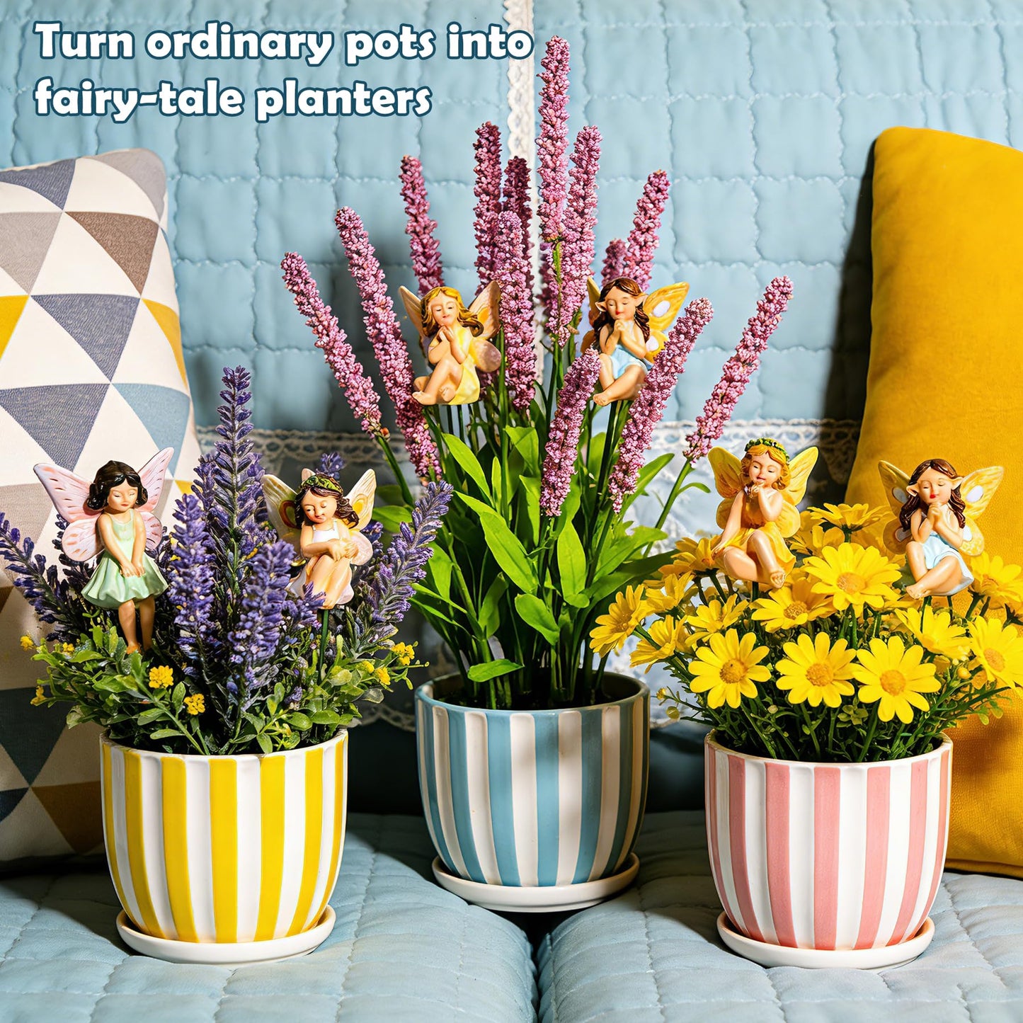 U WONDERFUL Miniature Fairy Figurines - 6Pcs Mini Fairies for Fairy Garden & Tiny Elf Garden Accessories for Home Outdoor Yard Lawn Supplies Flower Pot Decor